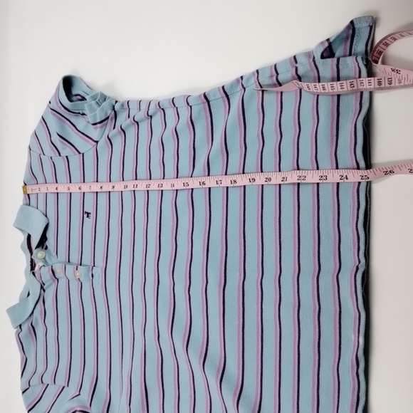Old Navy sky blue pink burgundy stripe athletic prep polo top size large - Picture 8 of 9